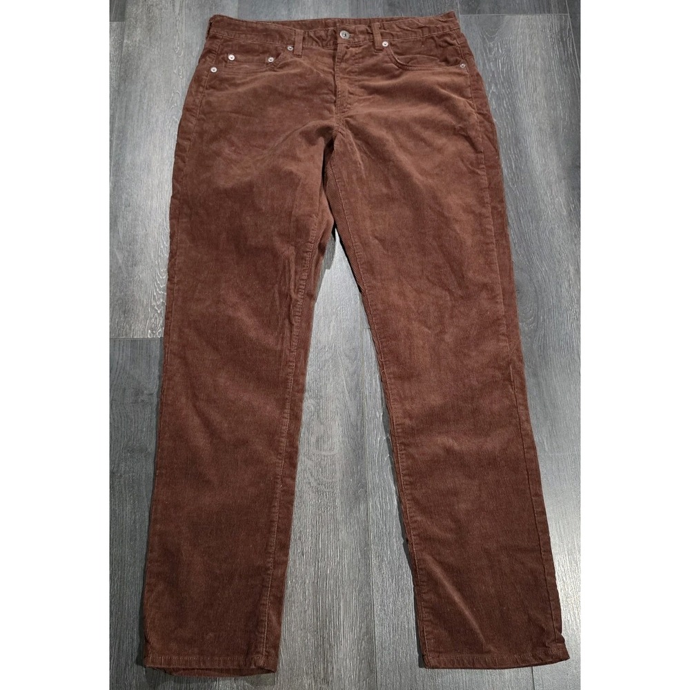 Bonobos Slim Fit 5 Pocket Corduroy Pant Men 33x32 Brown Stretch Preppy City